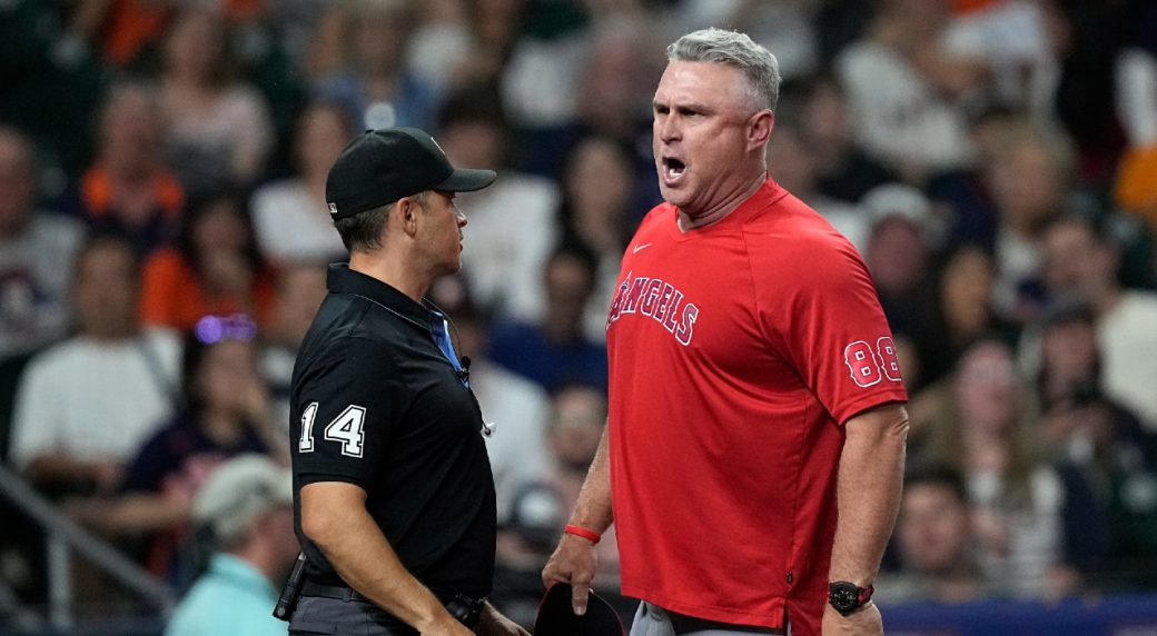Angels manager Nevin ejected in 6th against Astros after yelling at