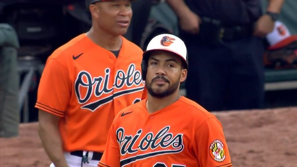 Anthony Santander Baltimore Orioles Men's Orange Roster Name & Number T- Shirt 