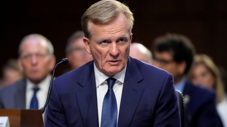 PGA Tour chief operating officer Ron Price testifies before a Senate Subcommittee on Investigations hearing on the proposed PGA Tour-LIV Golf partnership, Tuesday, July 11, 2023, on Capitol Hill in Washington. (Patrick Semansky/AP)