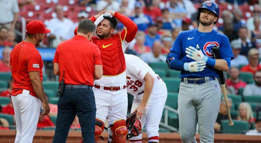 Cubs’ Happ hits Cardinals’ Contreras with follow-through, then gets hit by pitch
