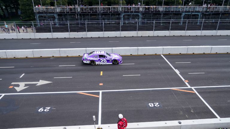 NASCAR Xfinity Series driver John Hunter Nemechek drives during qualifying at NASCAR Chicago Street Race Weekend auto racing Saturday, July 1, 2023, in downtown Chicago. (Erin Hooley/AP)