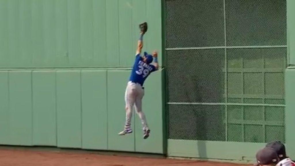 Blue Jays' Kiermaier leaves game after making leaping catch at wall