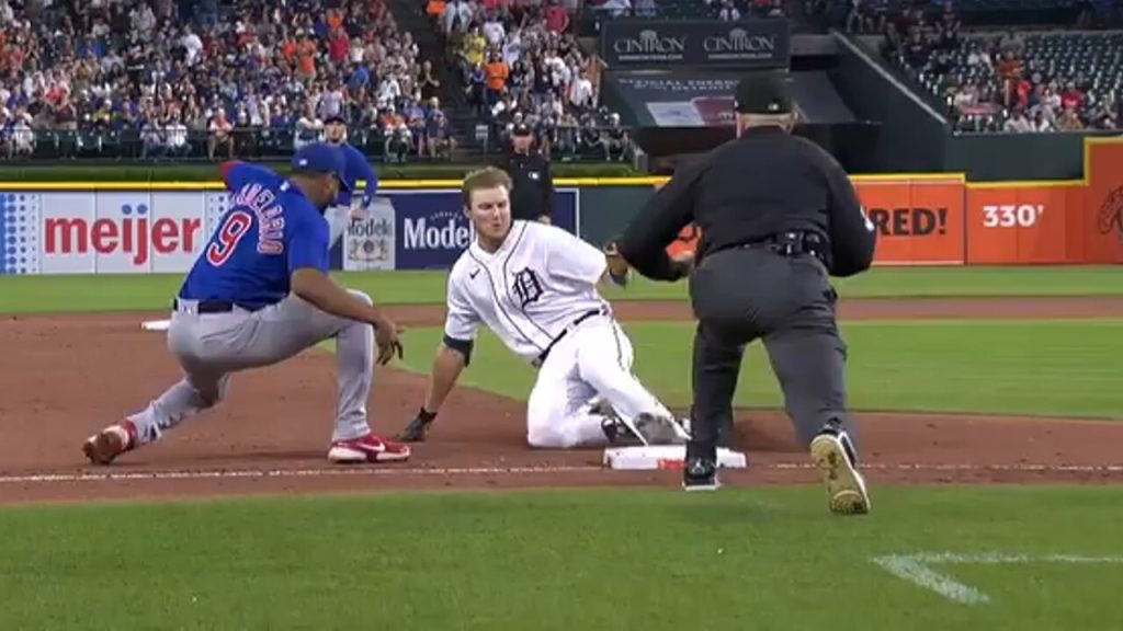 Tigers rookie Parker Meadows turns on jets to leg out triple in second