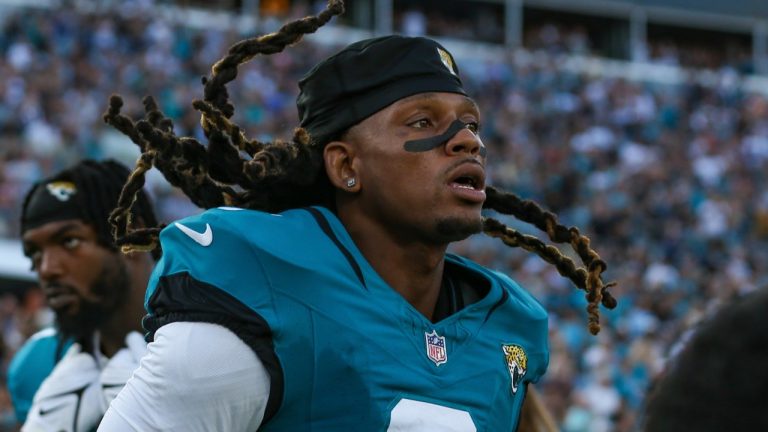 Jacksonville Jaguars cornerback Chris Claybrooks (6) warms up before an NFL pre-season football game against the Miami Dolphins, Saturday, Aug. 26, 2023, in Jacksonville, Fla. The Jaguars defeated the Dolphins 31-18. (AP)