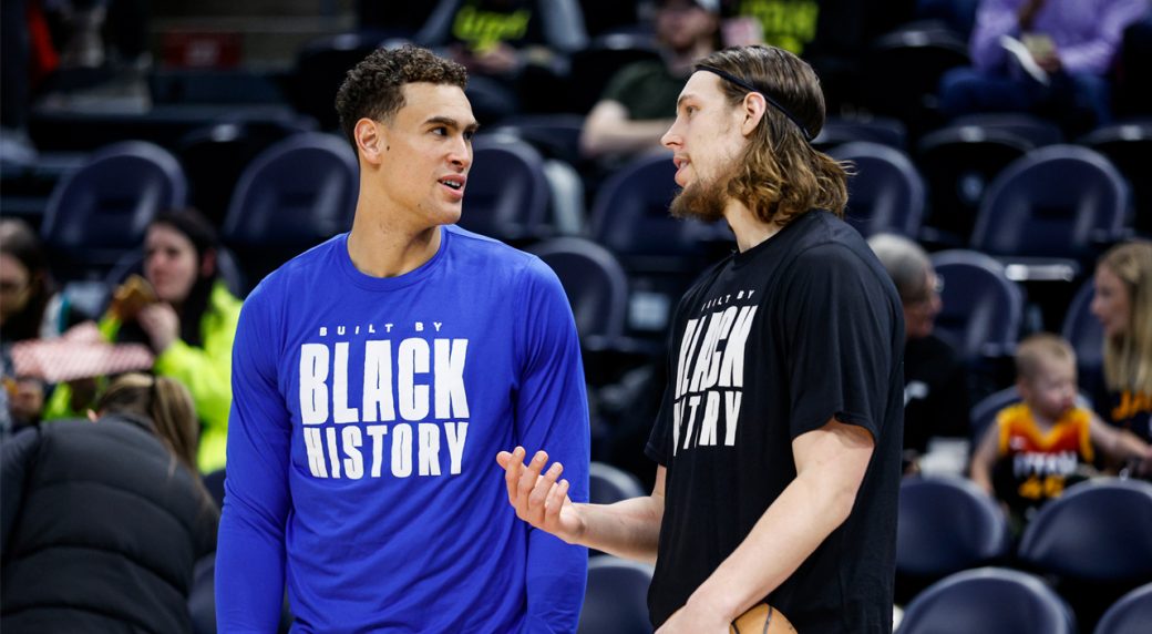 NBA players Dwight Powell and Kelly Olynyk during the Basketball
