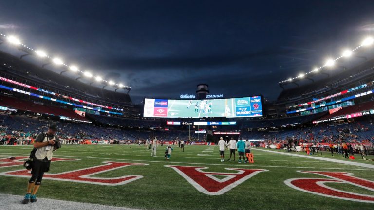 Gillette Stadium before an NFL football game between the New England Patriots and the Miami Dolphins, Sunday, Sept. 17, 2023, in Foxborough, Mass. (Michael Dwyer/AP)
