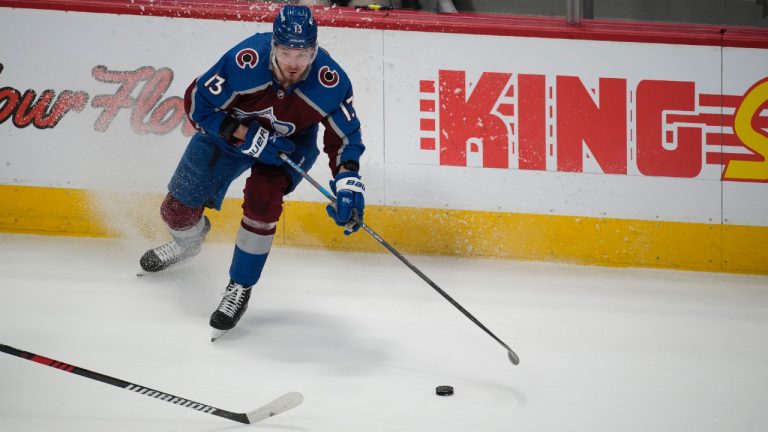 Colorado Avalanche right wing Valeri Nichushkin (13) in the third period of an NHL hockey game, April 11, 2023, in Denver. (David Zalubowski/AP)