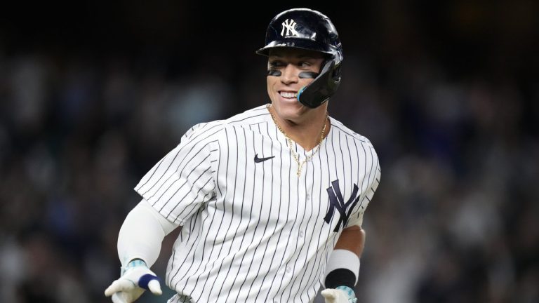 Yankees slugger Aaron Judge had an RBI double in his first at-bat in Wednesday night’s game against Pittsburgh. (Frank Franklin II/AP)