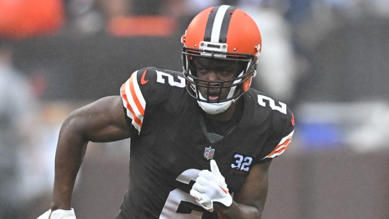 Cleveland Browns wide receiver Amari Cooper runs a route during an NFL football game against the Cincinnati Bengals, Sunday, Sept. 10, 2023, in Cleveland. The Browns won 24-3. (David Richard/AP)