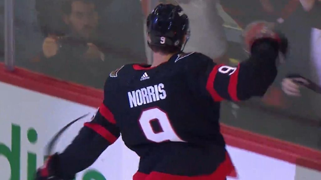 Norris scores twice in return from injury as Senators rout