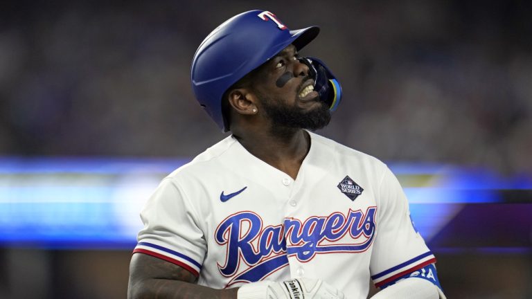 Adolis García and the Texas Rangers agreed Thursday to a $14 million, two-year contract, avoiding salary arbitration. (Godofredo A. Vásquez/AP)