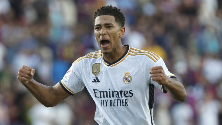 Jude Bellingham has sustained a right-leg muscle injury, Real Madrid said Friday. (Joan Monfort/AP)