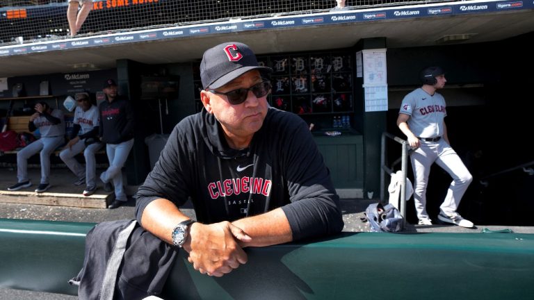 Cleveland Guardians manager Terry Francona looks on the field before a baseball game against the Detroit Tigers, Saturday, Sept. 30, 2023, in Detroit. (Paul Sancya/AP)