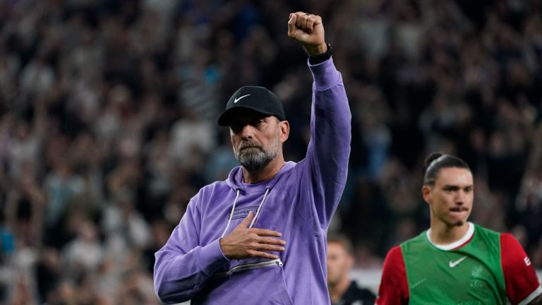 Liverpool's manager Jurgen Klopp reacts at the end of the English Premier League soccer match between Tottenham Hotspur and Liverpool at the Tottenham Hotspur Stadium. (Alberto Pezzali/AP)