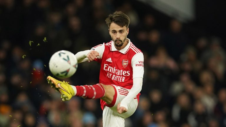 Arsenal midfielder Fabio Vieira will be unavailable for "weeks" after undergoing groin surgery. (AP/Dave Thompson)