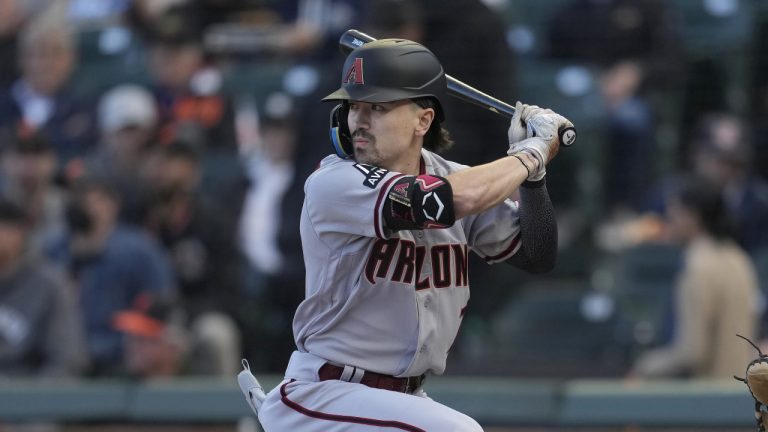 Arizona Diamondbacks' Corbin Carroll during a baseball game against the San Francisco Giants in San Francisco, Wednesday, Aug. 2, 2023. (Jeff Chiu/AP)