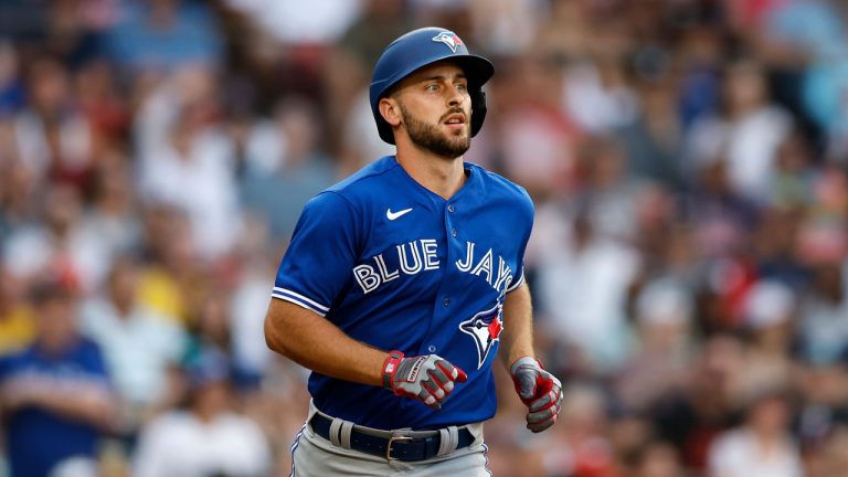 Former Toronto Blue Jays shortstop Paul DeJong plays against the Boston Red Sox during the ninth inning of a baseball game, Saturday, Aug. 5, 2023, in Boston. (Michael Dwyer/AP)