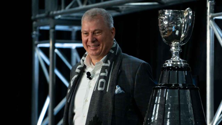 From a zip line between Vancouver's convention centres to replica mini CFL fields, a slate of sponsors and events for the upcoming 2024 Grey Cup were unveiled on Thursday. (Peter Power/CP)
