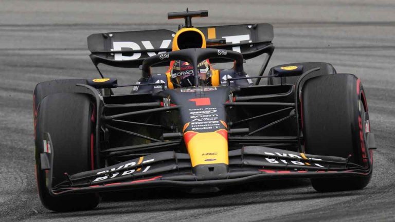 Red Bull driver Max Verstappen of the Netherlands steers his car during the qualifying session at the Interlagos racetrack in Sao Paulo. (Andre Penner/AP)
