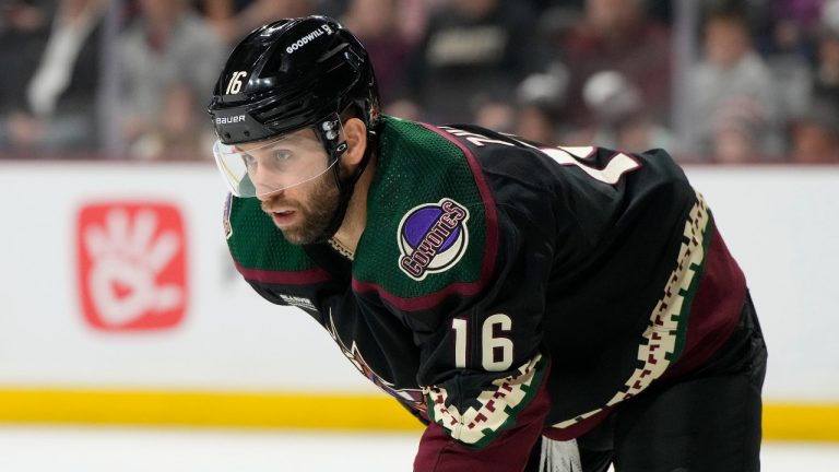 Arizona Coyotes left wing Jason Zucker (16) in the first period during an NHL hockey game against the Ottawa Senators, Tuesday, Dec. 19, 2023, in Tempe, Ariz. (AP)