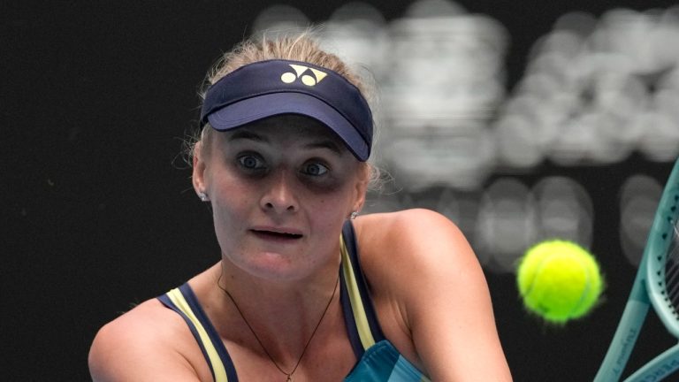 Dayana Yastremska reached her first Grand Slam singles semifinal on Wednesday after beating Linda Noskova 6-3, 6-4 at the Australian Open. (AP/Louise Delmotte)