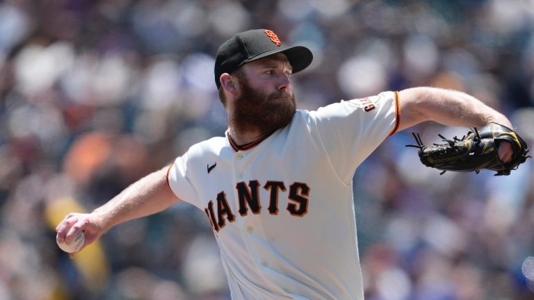 San Francisco Giants' John Brebbia during a baseball game against the Chicago Cubs in San Francisco, Sunday, June 11, 2023. (Jeff Chiu/AP)