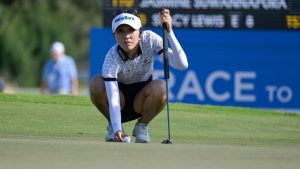 Lydia Ko prepares to putt on the 18th green during the first round of the LPGA Drive On Championship golf tournament at Bradenton Country Club, Thursday, Jan. 25, 2024, in Bradenton, Fla. (Steve Nesius/AP)