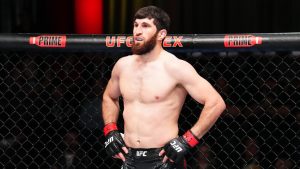 Magomed Ankalaev reacts against Johnny Walker. (Chris Unger/Zuffa LLC via Getty Images)