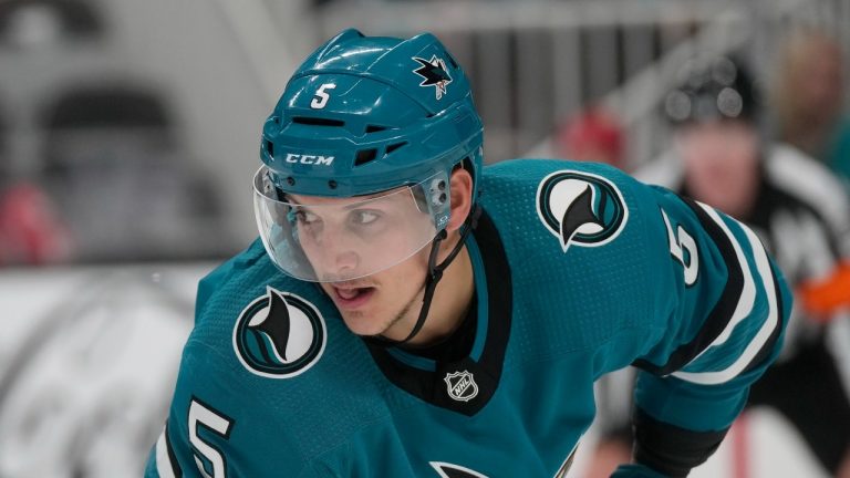 San Jose Sharks' Matt Benning underwent hip surgery that will sideline him for the rest of the season. (AP/Jeff Chiu)
