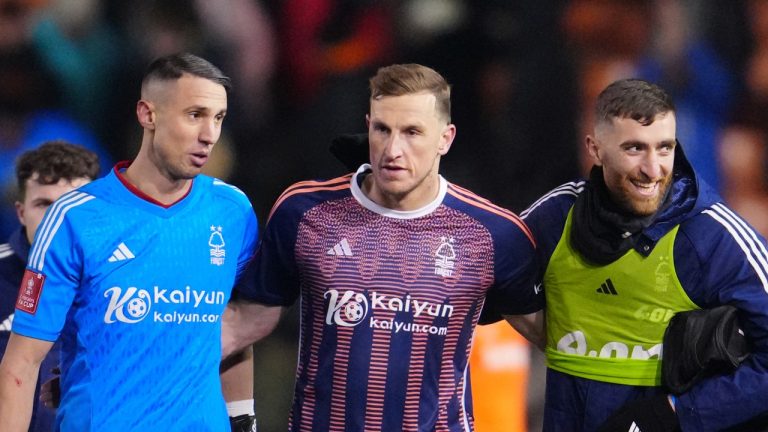 Nottingham Forest beat Blackpool in extra time in the FA Cup on Wednesday. (AP/Jon Super)