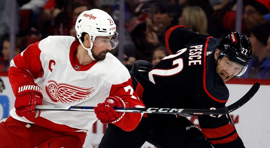 Lush Line Combinations: Red Wings Vs Hurricanes Scene Illustration Lush Line Combinations: Red Wings Vs Hurricanes Scene Illustration
