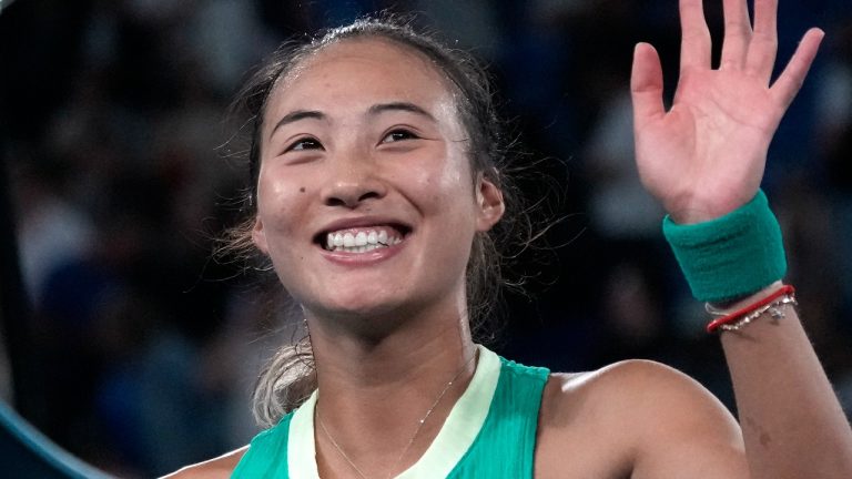 Zheng Qinwen earned a spot in her first championship match at any Grand Slam tournament — she'll face Aryna Sabalenka for the Australian Open title on Saturday. (AP/Alessandra Tarantino)