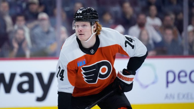 Philadelphia Flyers' Owen Tippett plays during an NHL hockey game, Saturday, Dec. 16, 2023, in Philadelphia. (Matt Slocum/AP Photo)