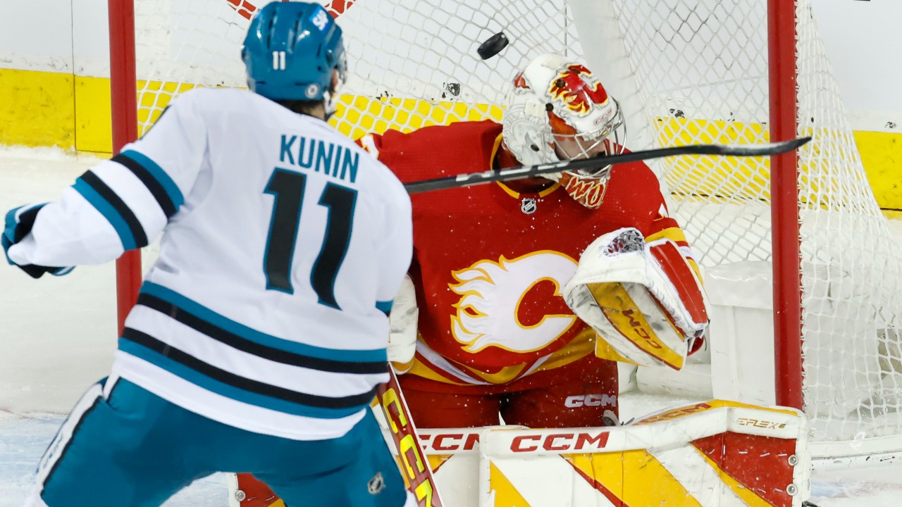 Flames’ Dustin Wolf far from his standard in disappointing loss to Sharks