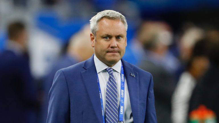 Lance Newmark watches on the sidelines before an NFL football game in Detroit, Sunday, Sept. 29, 2019. (Paul Sancya/AP)