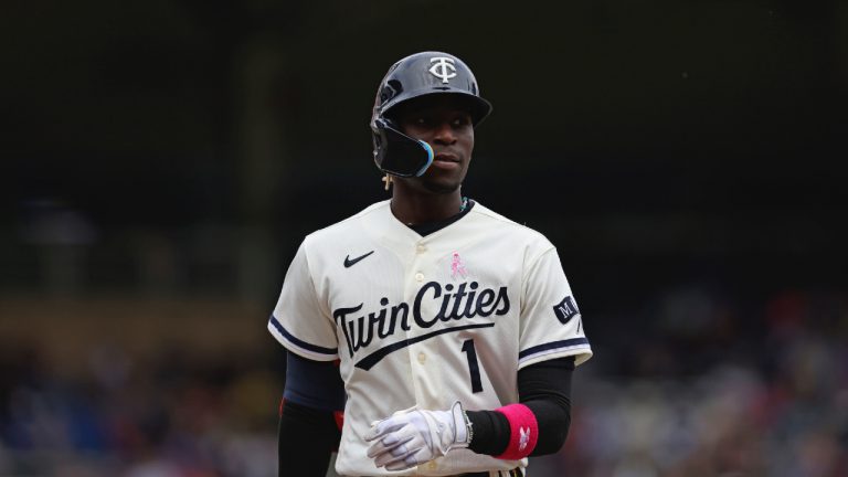 Minnesota Twins' Nick Gordon (1) at bat during the fifth inning of a baseball game against the Chicago Cubs, Sunday, May 14, 2023, in Minneapolis. (Stacy Bengs/AP)
