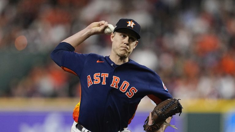 Former Houston Astros relief pitcher Phil Maton in Game 2 of an American League Division Series baseball game in Houston, Sunday, Oct. 8, 2023. (Tony Gutierrez/AP)