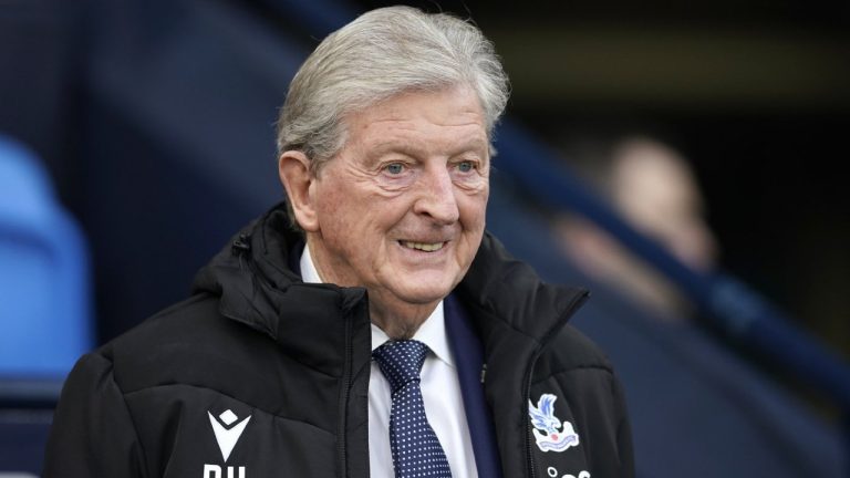 FILE - Crystal Palace's head coach Roy Hodgson waits for the start of the English Premier League soccer match between Manchester City and Crystal Palace at the Etihad Stadium in Manchester, England, Saturday, Dec.16, 2023. Crystal Palace manager Roy Hodgson is in a stable condition in hospital after he became ill during training on Thursday, Feb. 15, 2024, the club said. (Dave Thompson/AP)