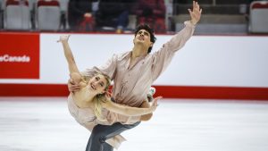 Piper Gilles and Paul Poirier perform during the senior ice dance free program at the Canadian figure skating championships in Calgary on Saturday, Jan. 13, 2024. (Jeff McIntosh/CP)