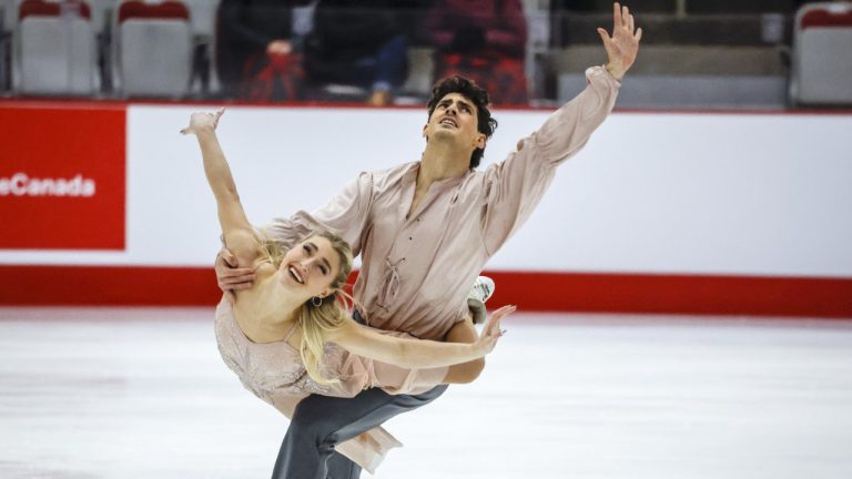 Piper Gilles and Paul Poirier perform during the senior ice dance free program at the Canadian figure skating championships in Calgary on Saturday, Jan. 13, 2024. (Jeff McIntosh/CP)