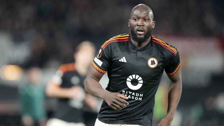 Roma's Romelu Lukaku is seen during the Europa League play off, first leg soccer match between Feyenoord and Roma at De Kuip stadium in Rotterdam. (Peter Dejong/AP)