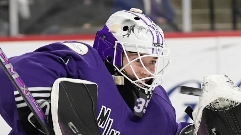 Maddie Rooney made 29 saves to lift PWHL Minnesota to a 2-0 win over New York on Sunday. (Abbie Parr/AP Photo)