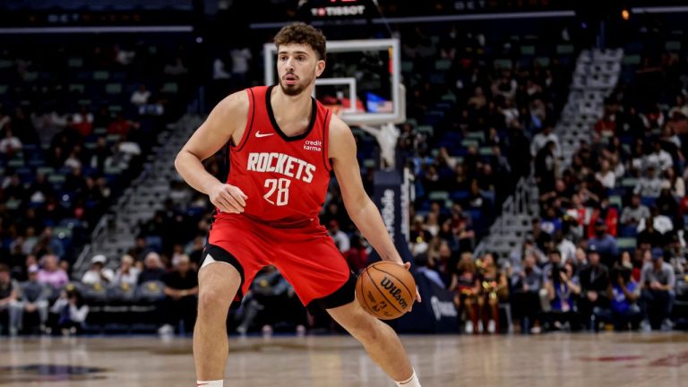 Houston Rockets centre Alperen Sengun plays against the New Orleans Pelicans in the first half of an NBA basketball game in New Orleans, Thursday, Feb. 22, 2024. (Derick Hingle/AP Photo)