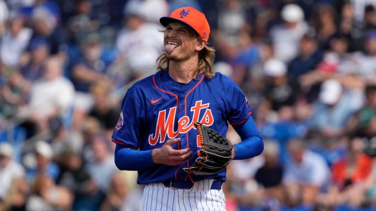 New York Mets pitcher Phil Bickford pauses on the mound during the fifth inning of a spring training baseball game against the New York Yankees. (AP Photo/Jeff Roberson)