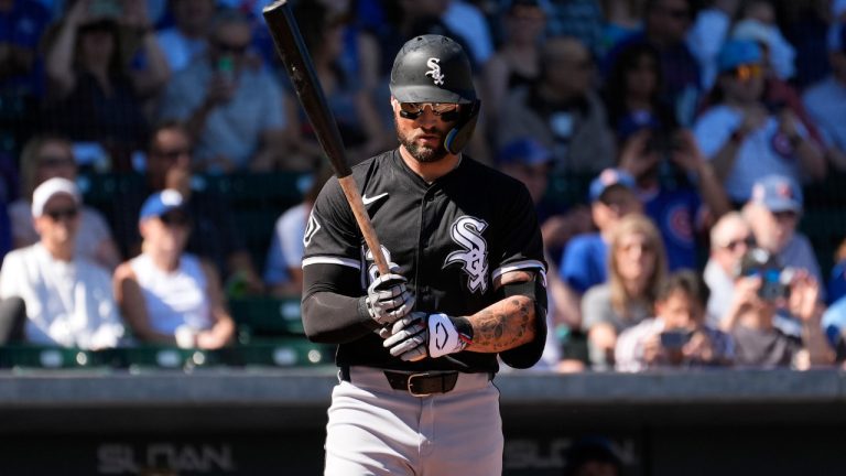 Chicago White Sox outfielder Kevin Pillar hits during a spring training baseball game against the Chicago Cubs, Friday, March 1, 2024, in Mesa, Ariz. (Matt York/AP)