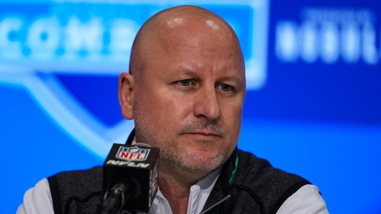 Los Angeles Chargers general manager Joe Hortiz speaks during a press conference at the NFL football scouting combine in Indianapolis, Tuesday, Feb. 27, 2024. (AP Photo/Michael Conroy)
