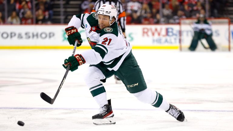 Minnesota Wild right wing Brandon Duhaime (21) is being traded to the Avalanche. (Noah K. Murray/AP)