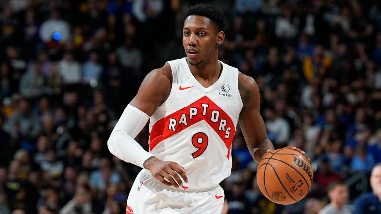 Toronto Raptors guard RJ Barrett (9). (David Zalubowski/AP)