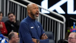 Orlando Magic head coach Jamahl Mosley shouts to his players on the court during the first half of an NBA basketball game against the Brooklyn Nets, Tuesday, Feb. 27, 2024, in Orlando, Fla. (John Raoux/AP Photo)