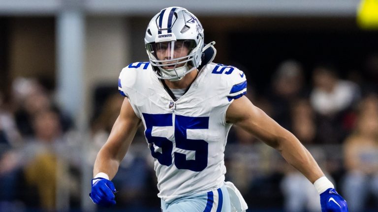 Dallas Cowboys linebacker Leighton Vander Esch (55) is seen during an NFL football game against the New England Patriots, Sunday, Oct. 1, 2023, in Arlington, Texas. Dallas won 38-3. (Brandon Wade/AP)